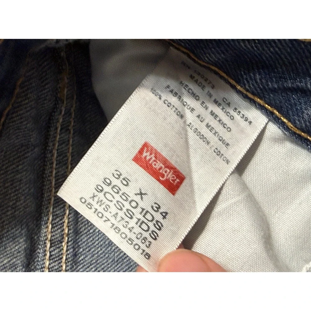 Wrangler Jeans Mens 35x34 Blue Adult Straight Leg Denim Excellent